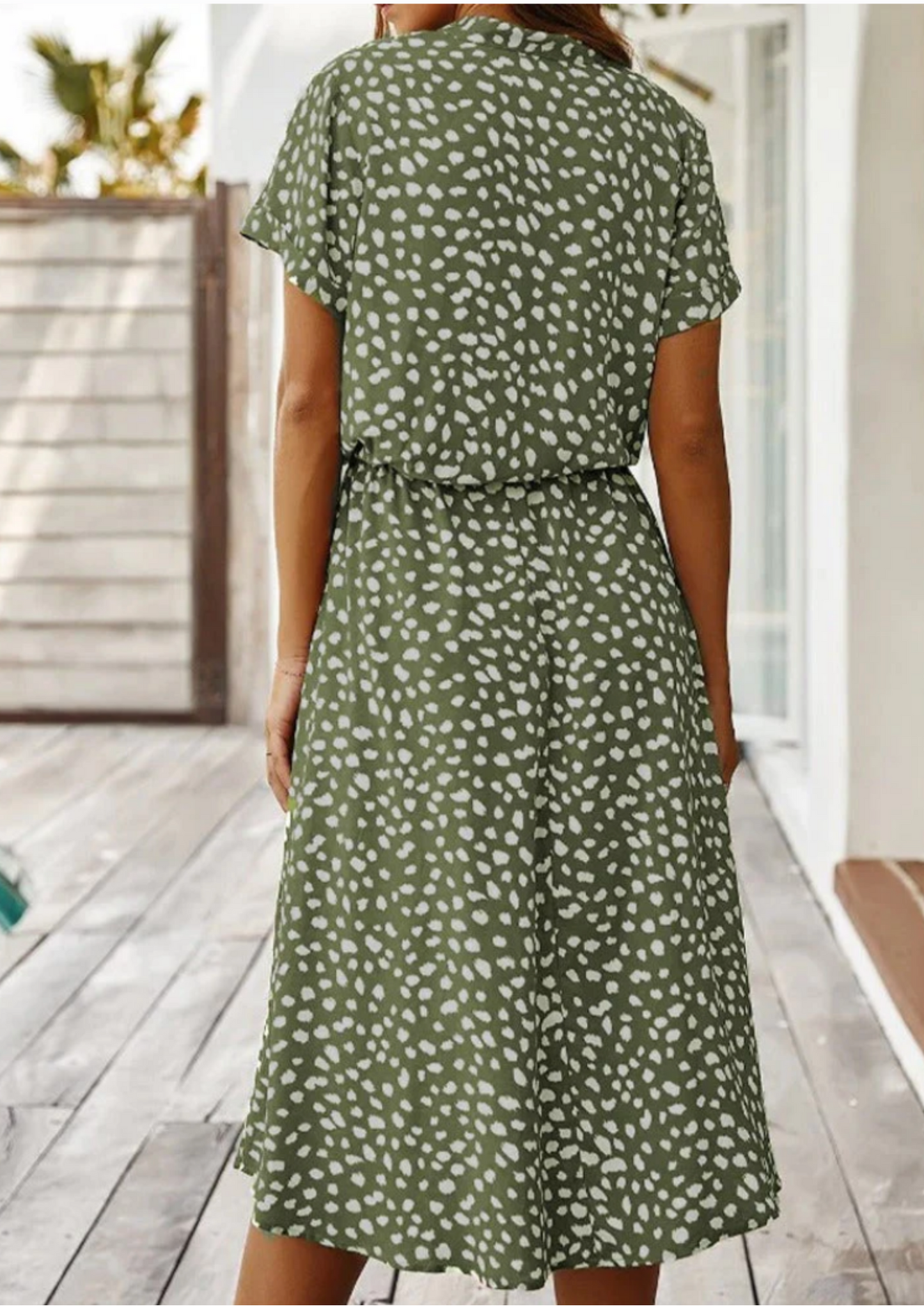 Polka Dot Button Down Midi Dress for Women