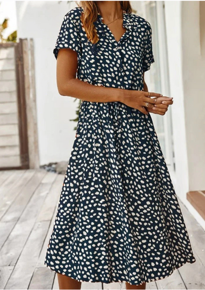Polka Dot Button Down Midi Dress for Women