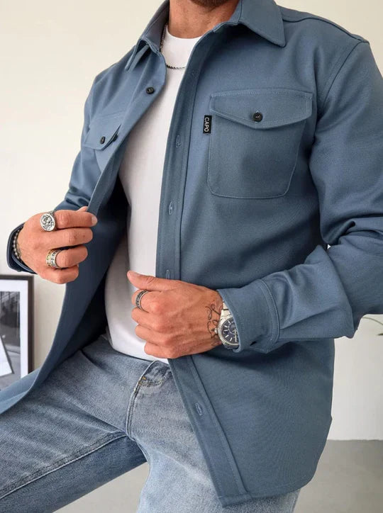 Men's Classic Utility Shirt Long-Sleeve Cotton - VibreMode