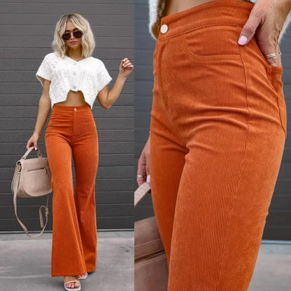 Women's High-Waisted Flared Pants Elegant Fit - VibreMode
