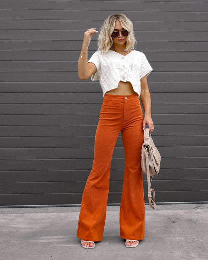 Women's High-Waisted Flared Pants Elegant Fit