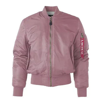 Women's Windproof Bomber Jacket Zip Pocket Ribbed Cuffs