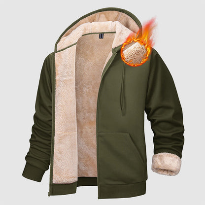Men's Sherpa Lined Hoodie Full Zip Multi Pockets Winter - VibreMode