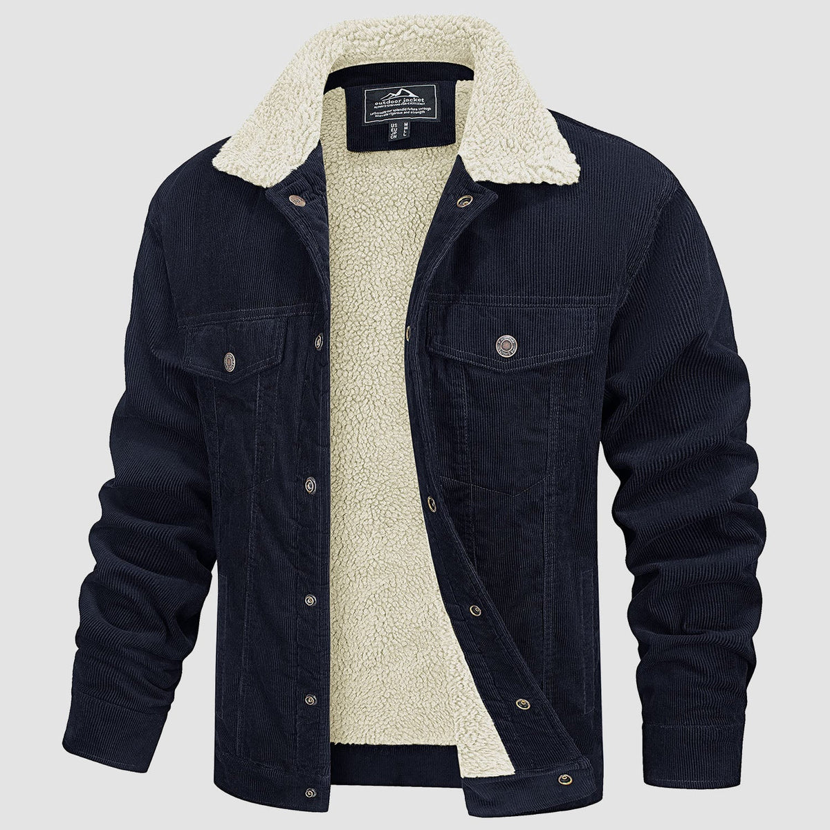 Men's Corduroy Jacket Sherpa Lined Warm Brown