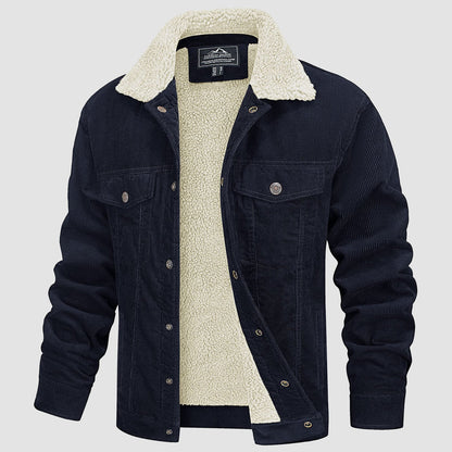 Men's Corduroy Jacket Sherpa Lined Warm Brown