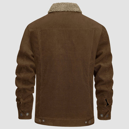 Men's Corduroy Jacket Sherpa Lined Warm Brown