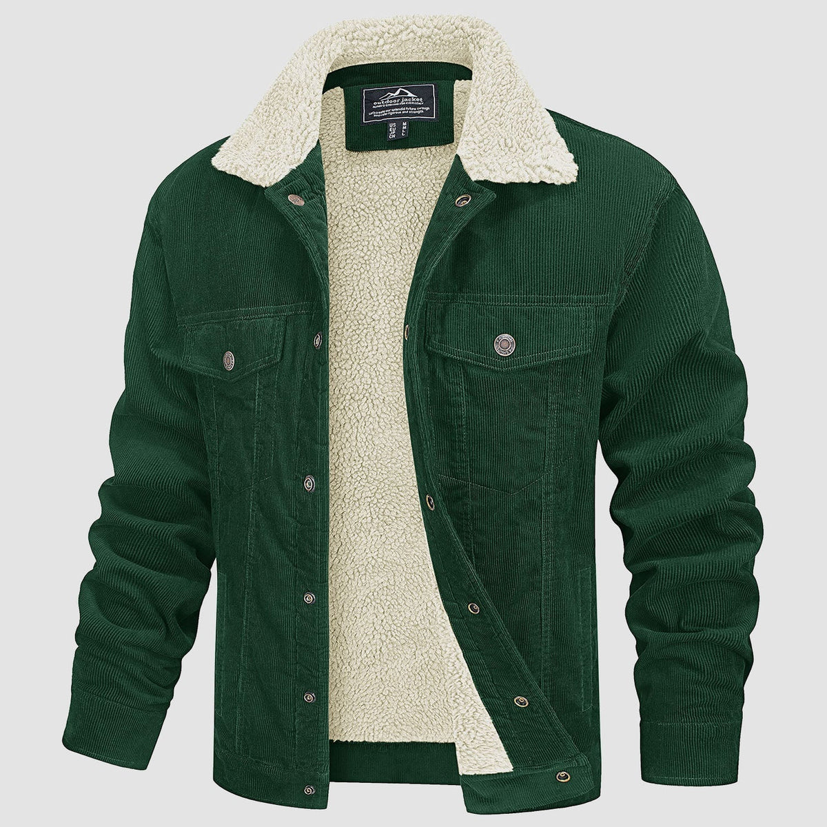 Men's Corduroy Jacket Sherpa Lined Warm Brown