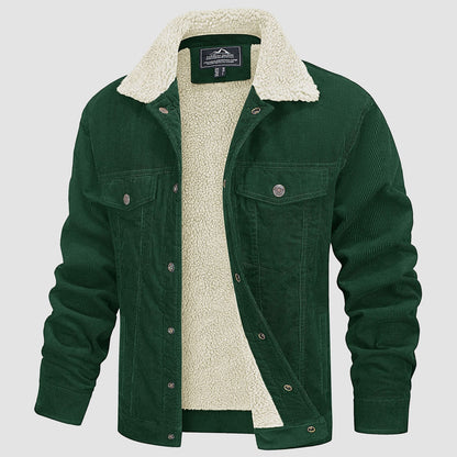 Men's Corduroy Jacket Sherpa Lined Warm Brown