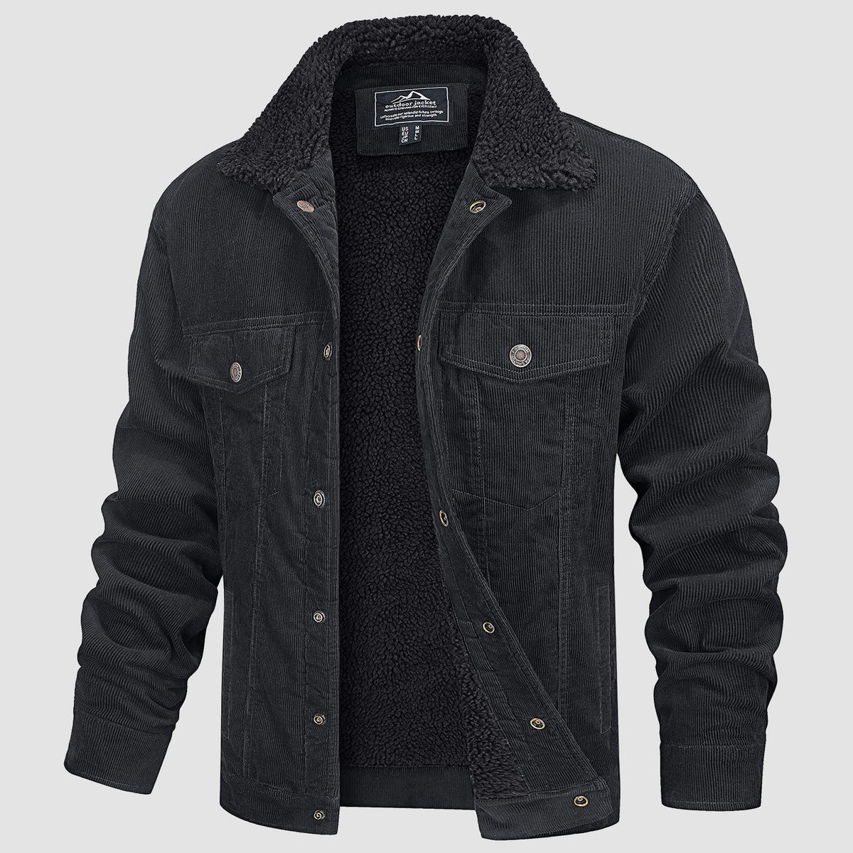 Men's Corduroy Jacket Sherpa Lined Warm Brown