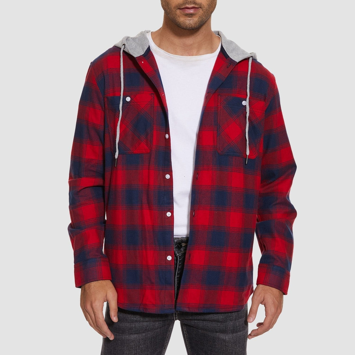 Men's Flannel Shirt Jacket Long Sleeve Cotton Plaid