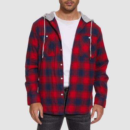 Men's Flannel Shirt Jacket Long Sleeve Cotton Plaid