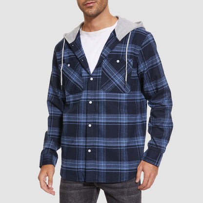 Men's Flannel Shirt Jacket Long Sleeve Cotton Plaid