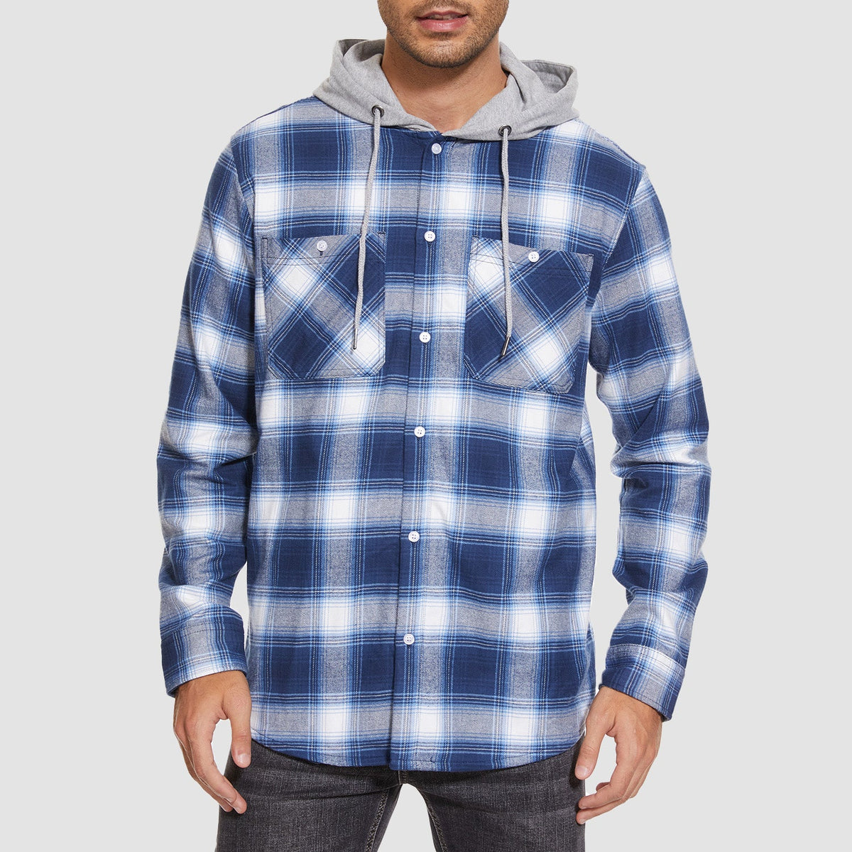 Men's Flannel Shirt Jacket Long Sleeve Cotton Plaid