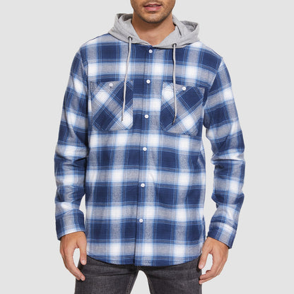 Men's Flannel Shirt Jacket Long Sleeve Cotton Plaid