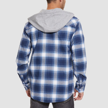 Men's Flannel Shirt Jacket Long Sleeve Cotton Plaid