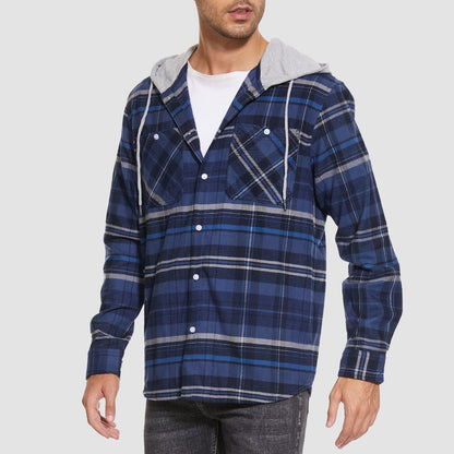 Men's Flannel Shirt Jacket Long Sleeve Cotton Plaid
