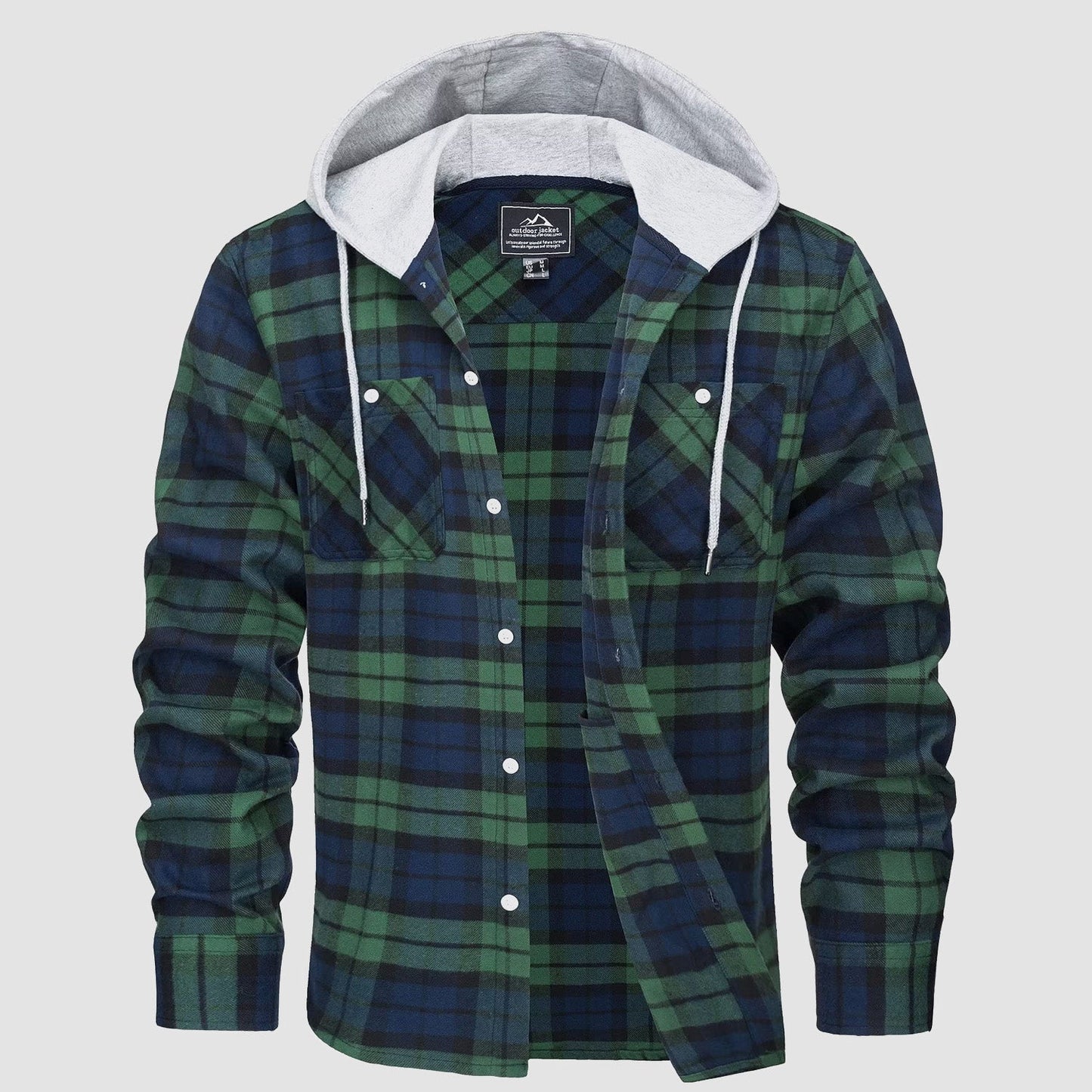 Men's Flannel Shirt Jacket Long Sleeve Cotton Plaid