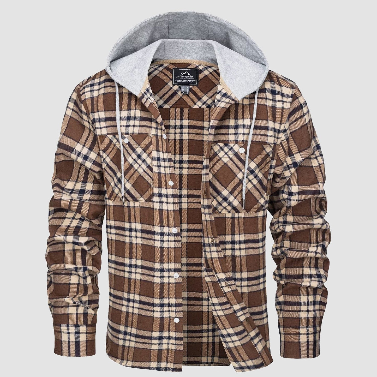 Men's Flannel Shirt Jacket Long Sleeve Cotton Plaid