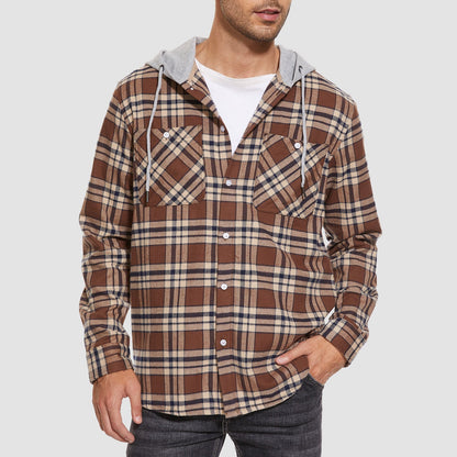 Men's Flannel Shirt Jacket Long Sleeve Cotton Plaid