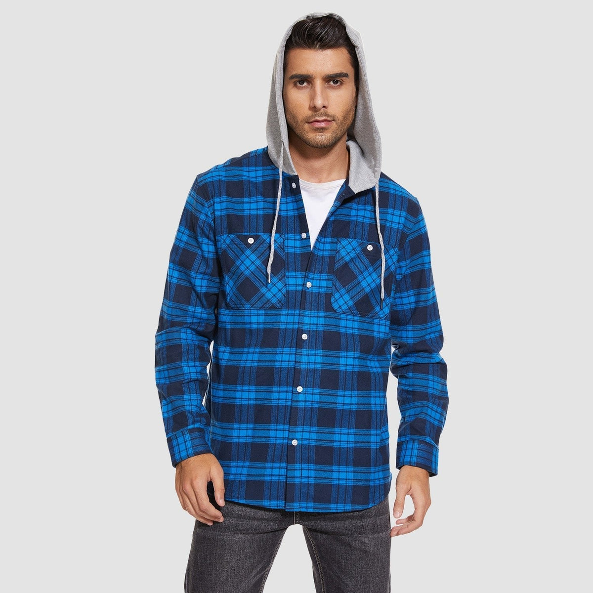 Men's Flannel Shirt Jacket Long Sleeve Cotton Plaid