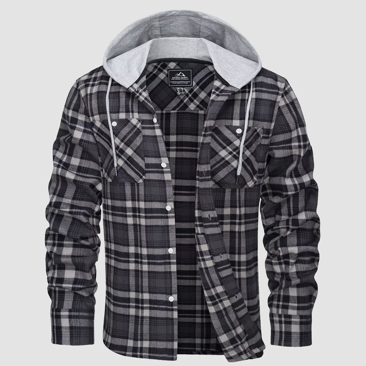 Men's Flannel Shirt Jacket Long Sleeve Cotton Plaid
