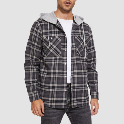 Men's Flannel Shirt Jacket Long Sleeve Cotton Plaid
