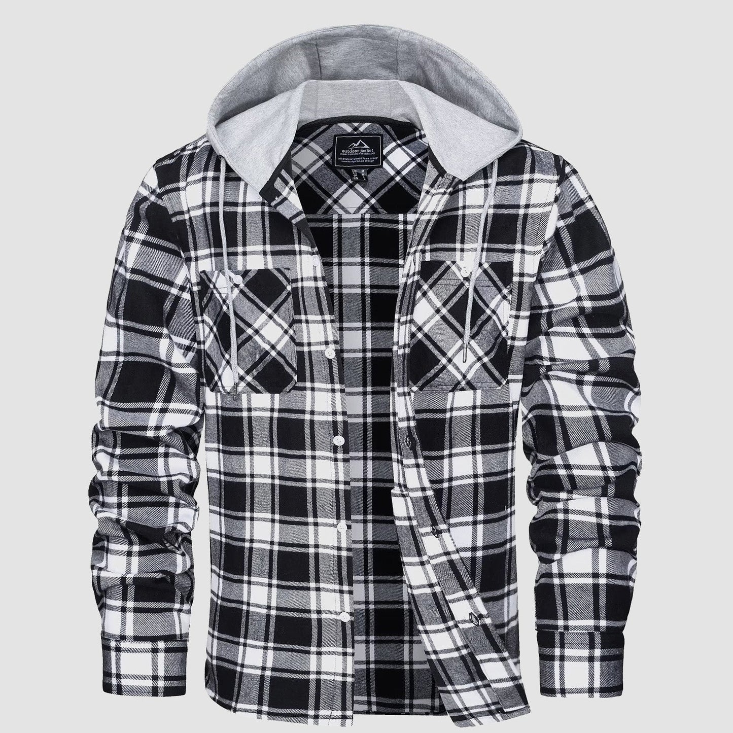 Men's Flannel Shirt Jacket Long Sleeve Cotton Plaid
