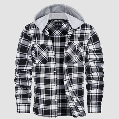 Men's Flannel Shirt Jacket Long Sleeve Cotton Plaid