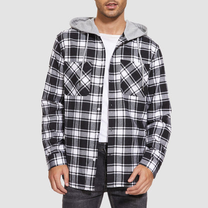 Men's Flannel Shirt Jacket Long Sleeve Cotton Plaid