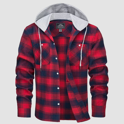 Men's Flannel Shirt Jacket Long Sleeve Cotton Plaid
