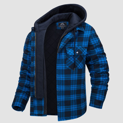 Men's Flannel Jacket 5 Pocket Removable Hood