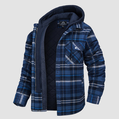 Men's Flannel Jacket 5 Pocket Removable Hood - VibreMode
