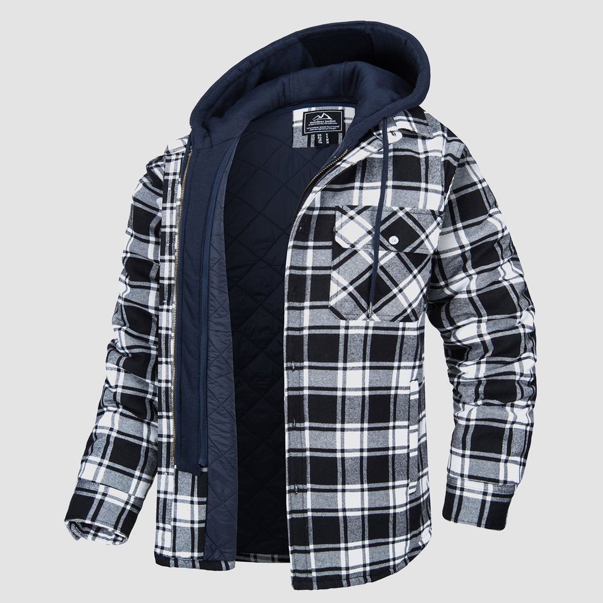Men's Flannel Jacket 5 Pocket Removable Hood