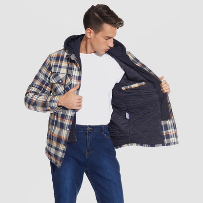 Men's Flannel Jacket 5 Pocket Removable Hood
