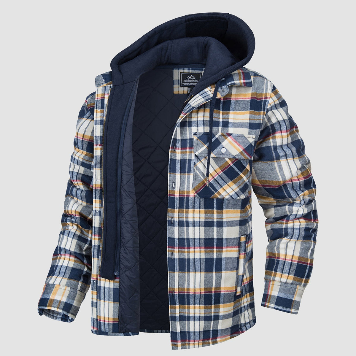 Men's Flannel Jacket 5 Pocket Removable Hood
