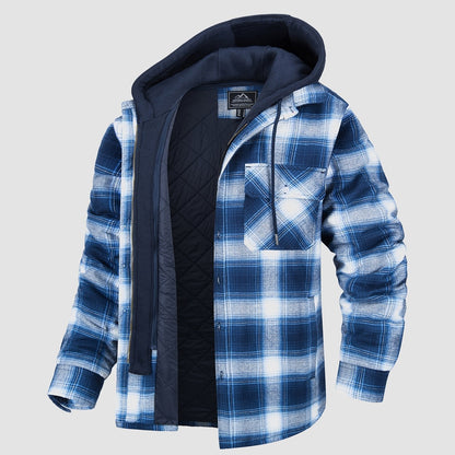 Men's Flannel Jacket 5 Pocket Removable Hood