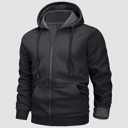 Men's Fleece Bomber Jacket Zip-Up Hoodie Sweatshirt