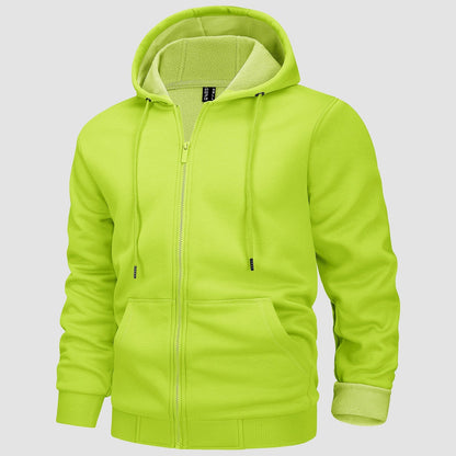 Men's Fleece Bomber Jacket Zip-Up Hoodie Sweatshirt