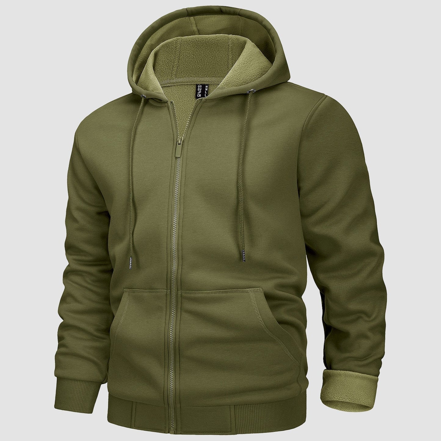 Men's Fleece Bomber Jacket Zip-Up Hoodie Sweatshirt - VibreMode