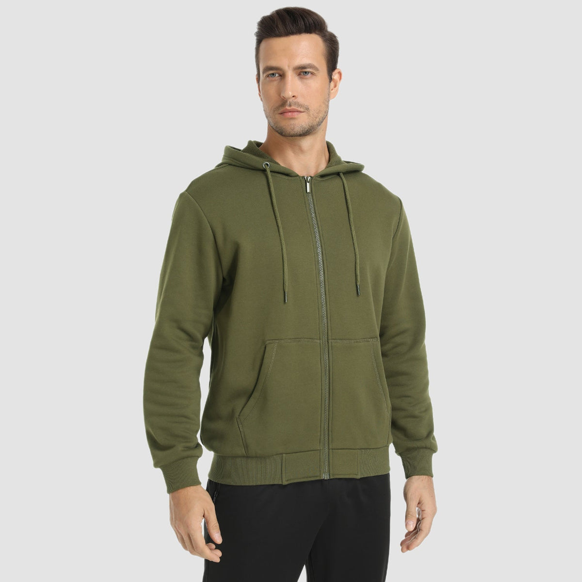 Men's Fleece Bomber Jacket Zip-Up Hoodie Sweatshirt