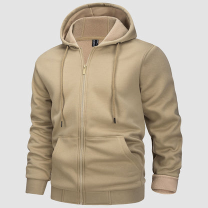 Men's Fleece Bomber Jacket Zip-Up Hoodie Sweatshirt