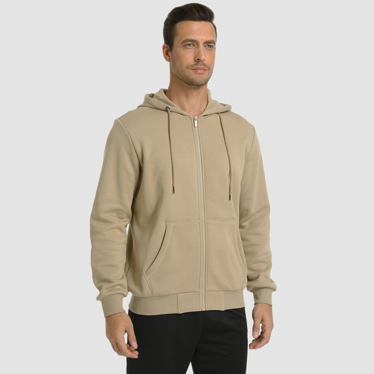 Men's Fleece Bomber Jacket Zip-Up Hoodie Sweatshirt