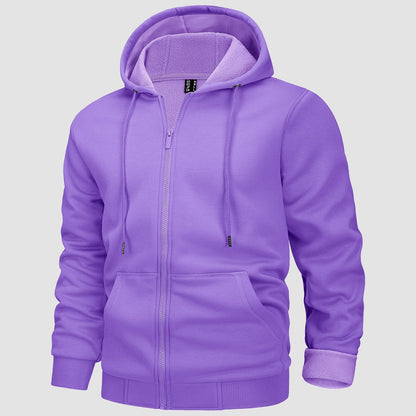 Men's Fleece Bomber Jacket Zip-Up Hoodie Sweatshirt
