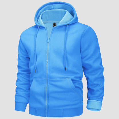 Men's Fleece Bomber Jacket Zip-Up Hoodie Sweatshirt