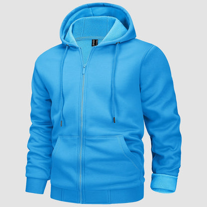 Men's Fleece Bomber Jacket Zip-Up Hoodie Sweatshirt
