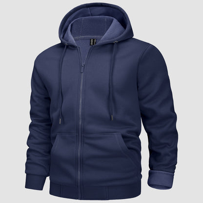 Men's Fleece Bomber Jacket Zip-Up Hoodie Sweatshirt