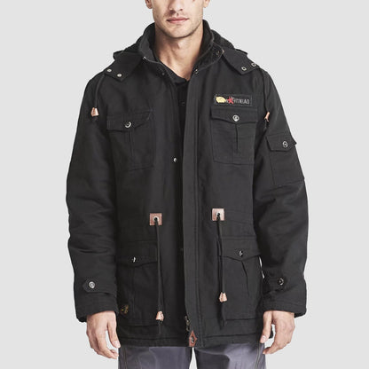 Men's Winter Parka Jacket Fleece Lined Waterproof Black