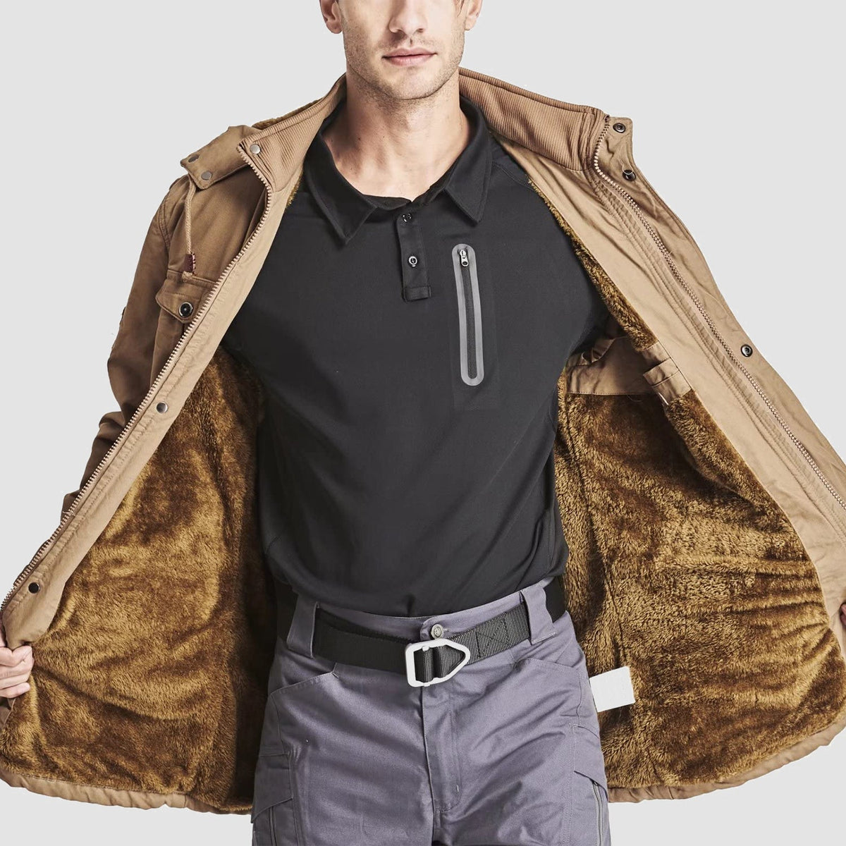 Men's Winter Parka Jacket Fleece Lined Waterproof Black