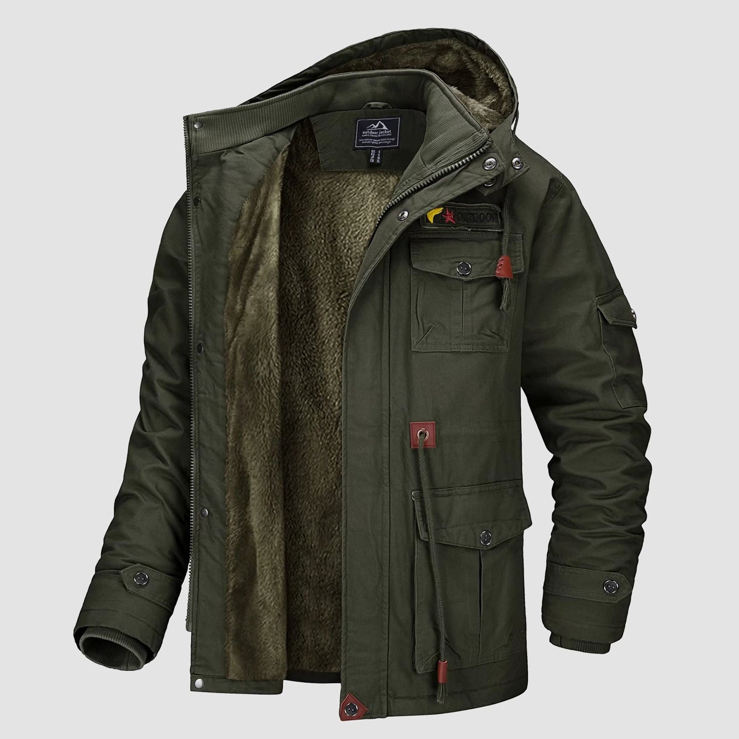 Men's Winter Parka Jacket Fleece Lined Waterproof Black