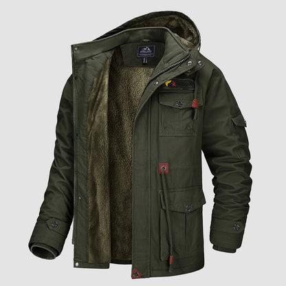 Men's Winter Parka Jacket Fleece Lined Waterproof Black